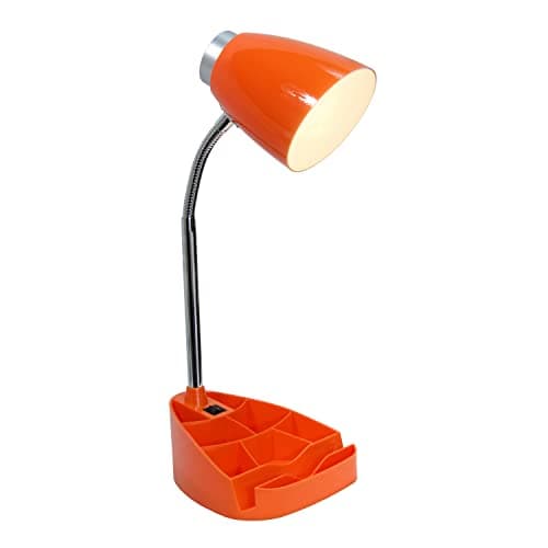 Simple Designs LD1002-ORG Gooseneck Organizer Desk Lamp with iPad Tablet Stand Book Holder, Orange 5