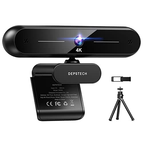 DEPSTECH DW40 4K Webcam, Dual Microphone Autofocus HD Web Camera with Sony Sensor, Privacy Cover & Tripod, Plug and Play USB 8MP Camera Computer Streaming Webcam for Laptop PC/Video Call/Zoom/YouTube