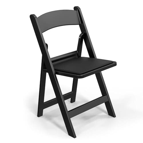 VINGLI Black Resin Plastic Folding Chair with Padding Seat Weight Capacity to 350 lbs for Indoor Ourdoor Use, 1 PC
