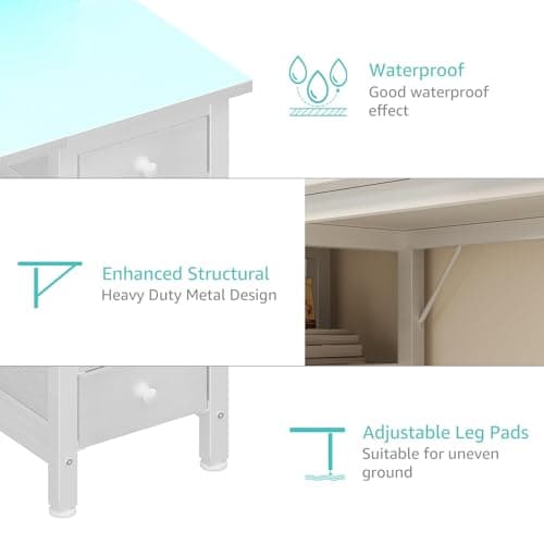 Lufeiya White Desk with Drawers Storage - 47 inch Home Office Computer Gaming Desks with Monitor Stand LED Lights and Power Outlets, White 9