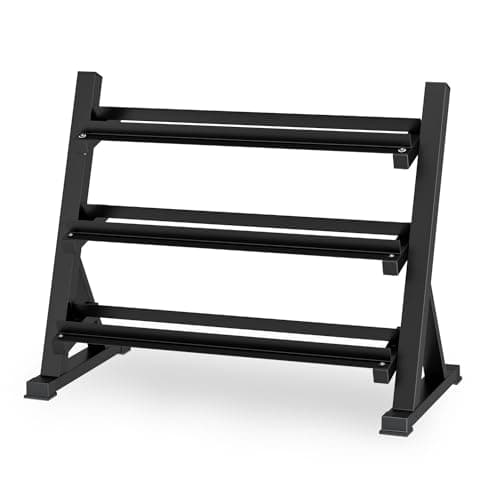SAglorb 3-Tier Dumbbell Rack Multilevel Weight Storage Organizer for Home Gym, Weight Rack for Dumbbell, Weight Plates, and Curl Bar
