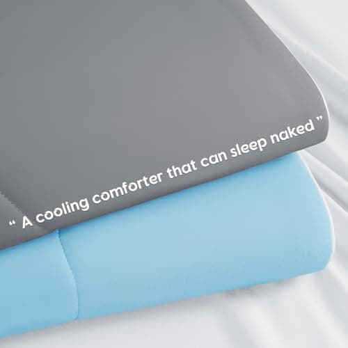 Gehtmnl Cooling Comforter, Cooling Blanket for Hot Sleepers and Night Sweats, Double-Sided Cool Breathable Soft Lightweight Blanket, All Season Bedding Comforter, (Mist Light Grey, Queen(90"x90")) 7