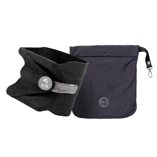 trtl Pillow - Scientifically Proven, Super Soft Neck Support Travel Pillow for Airplanes - Lightweight and Machine Washable - Ergonomic Design for Traveling on Flights, Cars, and Trains - Black
