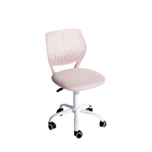 Armless Home Office Desk Chair, Colorful Task Chair with Soft Mesh Padded Cushion, Height Adjustable Swivel Study Computer Chair for for Girls Boys Teens (Pink Ⅰ, 1PC)