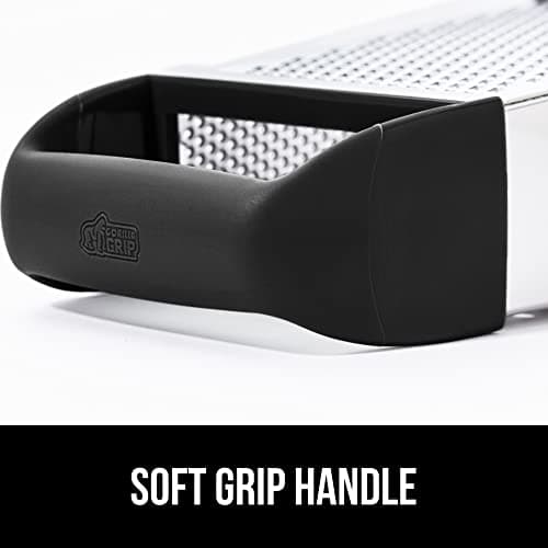 GORILLA GRIP 4-Sided Stainless Steel Cheese Grater With Container, 100% BPA-Free Box Grater, Slip Resistant Base and Handle, Grate Parmesan, Hard Cheeses, Shred Vegetables, Dishwasher Safe, Black 9