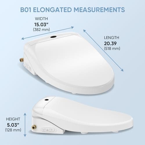 LEIVI Electric Bidet Toilet Seat with Wireless Remote and Side Panel, Multiple Spray Modes, Adjustable Heated Seat, Warm Water and Air Dryer, Auto LED Nightlight, Elongated 6