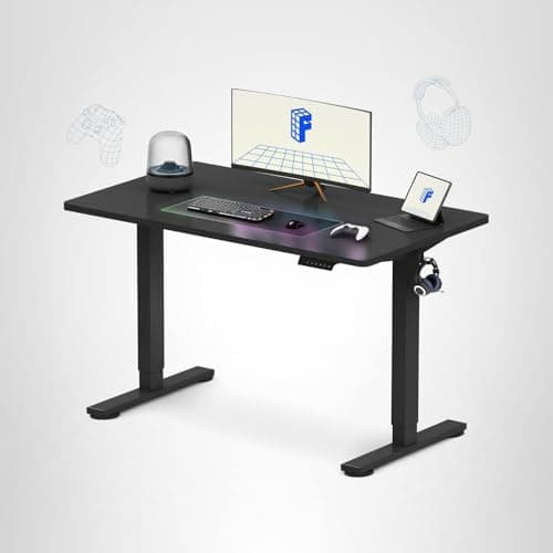 FLEXISPOT 48" x 30" Electric Standing Desk, One-Piece Desktop, White Frame & Black Top (One Box) 10