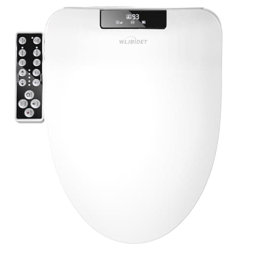 WLJBIDET Bidet Toilet Seat, Electric Bidet with Heated Toilet Seat, Instant Warm Water & Air Drying, Temperature Adjustable, Side Panel Control, Display Screen, Night Light, Oval