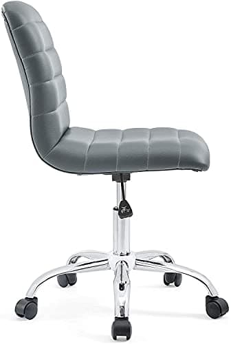 Modway Ripple Ribbed Armless Mid Back Swivel Computer Desk Office Chair In Gray 5