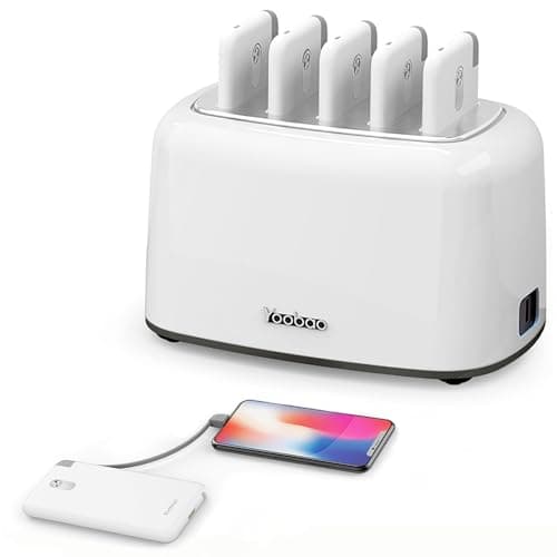 Yoobao Portable Charger Station with 5 Pcs Power Banks, White