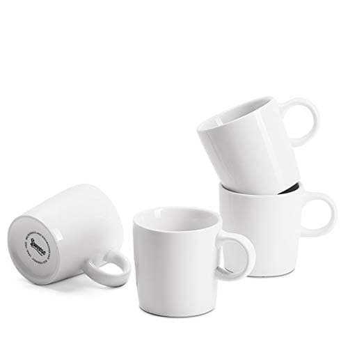 Sweese 3.5oz Porcelain Espresso Cups Set of 4, Mini Coffee Mugs Demitasse Cups - White