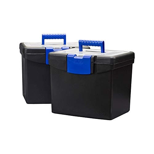 Storex File Storage Box with XL Storage Lid, Black/Blue, 2-Pack (61415C02C)