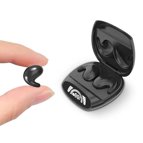 Piluyaa Sleep Earbuds Bluetooth in Ear Light-Weight Headphones, Mini Invisible Earplugs Small Design for Side Sleepers, 58H Playtime with Charging Case, Clear Calls& Noise Block-Black