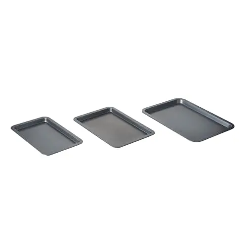 Nifty Cookie & Baking Sheets (Set of 3) – Non-Stick Coated Steel, Dishwasher Safe, Oven Safe up to 450 Degrees, includes Large/Med/Small Pans