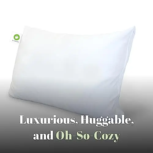 GhostBed Faux Down Pillow - Down Alternative with Breathable, Cool Microfiber Gel - Standard Size 5