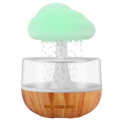 Weljoy Zen Raining Cloud Night Light Aromatherapy Essential Oil Diffuser Micro Humidifier Desk Fountain Bedside Sleeping Relaxing Mood Water Drop Sound (White) (White)