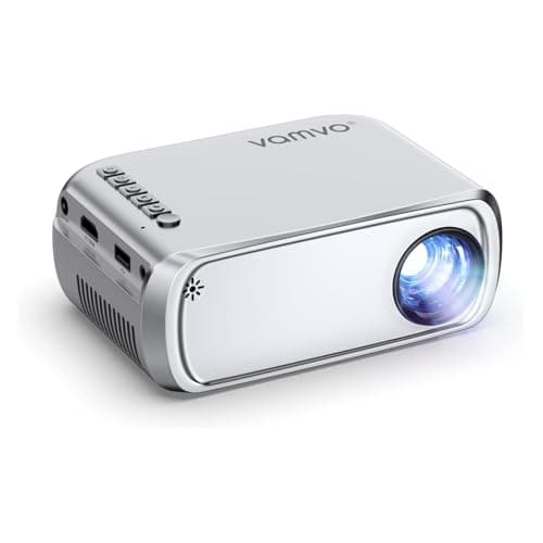 Vamvo Mini Projector with WiFi and Bluetooth 4K Support, Native 1080P Portable Outdoor Smart Projector, Mirror Screen with Android/iOS/PC Compatible with PC/PS5/Phone/TV Stick (Silver)