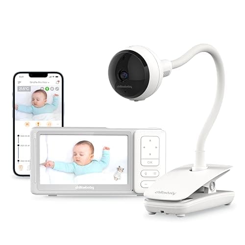 CHILLAX Giraffe Pro Max Baby Monitor, 1080p Full HD Camera with 5” 720p Screen, Privacy Mode, Flexible Gooseneck, Auto-Dimming LED, Two-Way Talk, and Night Vision, Video with Camera and Audio