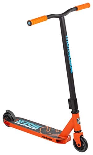 Mongoose Rise 100 Freestyle Stunt Trick Scooter, Lightweight Alloy Deck & Heavy-Duty Frame Up to 220 lbs., Bike-Style Grip, High Impact 100mm Wheels, Orange/Blue