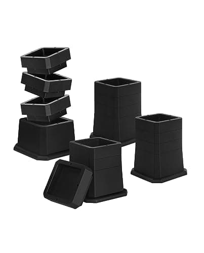 Affogato Bed Risers (Pack of 16) Adjustable Furniture Risers Lift Heights 2, 3, 4 or 5 Inch Heavy Duty Lifts Up to 5,000 lbs Bed Lifts Risers for Bed Frame Sofa Couch Desk and Table, Black