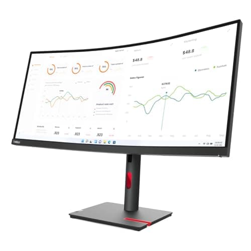 Lenovo ThinkVision T34w-30 34" Class UW-QHD Curved Screen LED Monitor - 21:9 - Raven Black 2