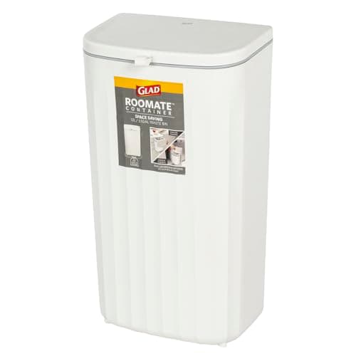 Glad Roomate Under Counter Waste Bin | Space Saving Small Trash Can for Kitchen Cabinet, Bathroom or Office | Dual Lid for Ease of Opening, 12 Liter, White 7