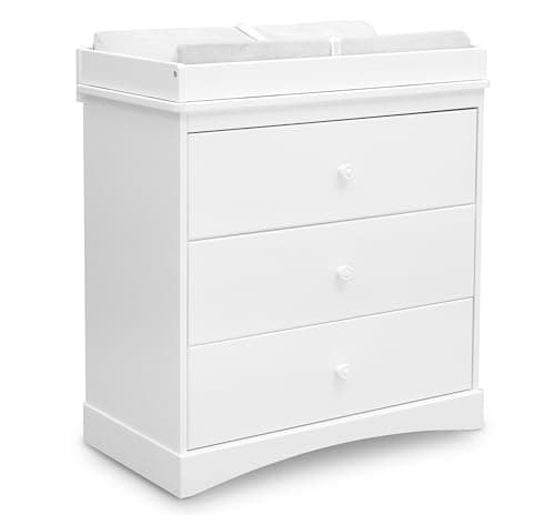 Delta Children Sutton 3 Drawer Dresser with Changing Top and Interlocking Drawers - Greenguard Gold Certified, Bianca White 10