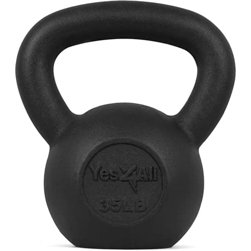 Yes4All 35 lb Kettlebell Cast Iron for Dumbbell Weights Exercises, Gym, Fitness, Full Body Workout Equipment Push up, Grip and Strength Training