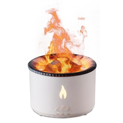 Volcano Humidifier Flame Aroma Diffuser: Ultrasonic Essential Oil Scent Diffuser 300ml Large Capacity 2-in-1 Essential Oil Diffuser with Function Timer for Bedroom Home Office (No Remote Control)