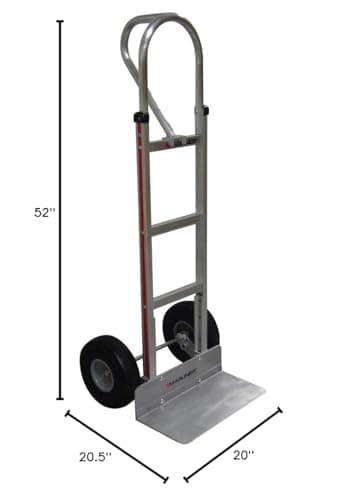 Magliner HMK15AG2C Aluminum Hand Truck, Vertical Loop Handle, 18" x 9" Aluminum Extruded Nose Plate, 500 lb Capacity 6