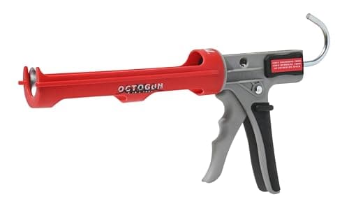 Newborn Octogun 208D Drip-Free Caulk Gun - Integrated 4-Sided Tooling Square & 2-Sided Scraper | 12:1 Thrust Ratio | Lightweight Plastic Design with Revolving Barrel