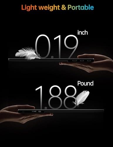 VILVA Portable-Monitor-for-Laptop - 15.6'' 1080P FHD IPS Display USB-C HDMI Portable Monitor for Laptop with Cover and Speakers External Monitor for Laptop/PC/Mac/Phone/Xbox Switch/PS4/ 5