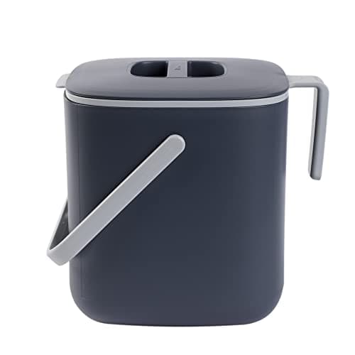 Blue Ginkgo Kitchen Compost Bin [2.6L / 0.69 GAL] – Filter-Free, Odor-Tight Countertop Food Waste Pail with Handles (Made in Korea, Gray)