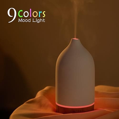 VIVITEST 200ML Ceramic Essential Oil Diffuser,Stone Essential Oil Diffuser,Ultrasonic Aromatherapy Diffusers for Home 5