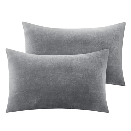 BEDELITE Flannel Pillowcases Standard Set of 2, Super Soft Fleece Pillow Case Cover with Zipper for Bedroom, Sofa, Couch,Luxury Cozy Fuzzy Velvet Pillow Shams for All Seasons(20x26 Inches, Gray)