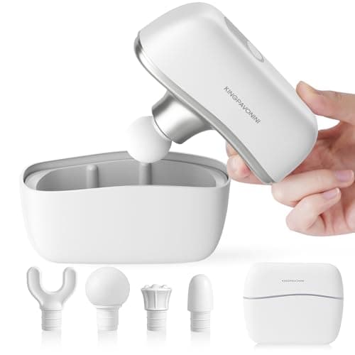 KingPavonini Mini Massage Gun with All-in-One Storage Case, Pocket-Sized Small Massage Gun Deep Tissue, 0.5 lbs Portable Percussion Massager for Travel, Gym, Gift for Women Men