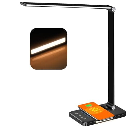 AFROG 8-in-1 4th Gen Multifunctional LED Desk Lamp with 10W Fast Wireless Charger,USB Charging Port,1200Lux Super Bright,5 Lighting Mode,7 Brightness，40 Min Timer,Night Light Function,5000K