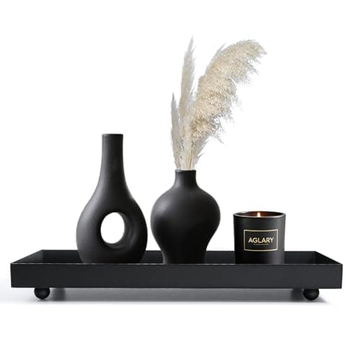 Aglary Rectangle Black Matte Metal Tray, Suit for Candle Holder, Vanity Decor Projects, Bathroom Toilet Tank Tray, Perfume or Jewelry Storage, and Coffee Table Centerpiece