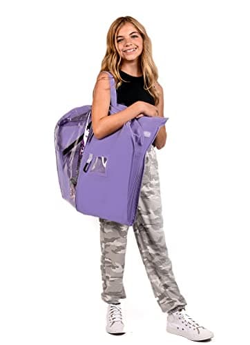 Waterproof Hanging Garment Bag 40 inch Clothes Bag with Gusset, 5 Pockets & Side Zip for Dance Costumes, Sports, Skating, Theatre, Beauty Pageants & More by Kendall Country, Lavender Purple 2