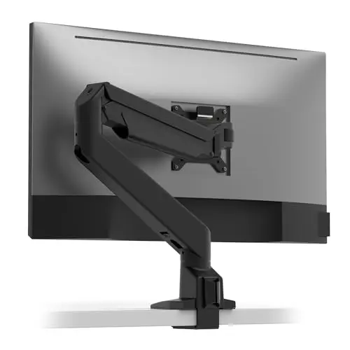 Desky Single Monitor Arm – VESA Mount 17"-32" Screen Full Motion Desk Clamp & Grommet Base – Adjustable Tilt, Swivel, Rotation – Matte Black