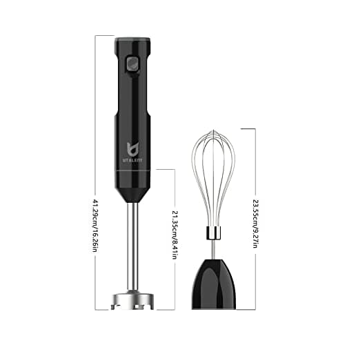 Cordless Hand Blender, UTALENT Variable Speed Immersion Blender handheld Rechargeable, with USB-C Charging Cable, Egg Whisk, for Smoothies, Milkshakes, Hummus and Soups – Black 5