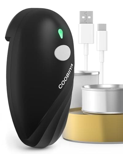 COOBIIYA Electric Can Opener, Rechargeable Cordless Automatic Electric Can Opener for Seniors, Smooth Edge for Kitchen, Black