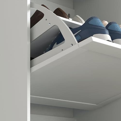 HOMCOM Shoe Storage Cabinet with 3 Flip Drawers, Wooden Freestanding Shoe Organizer with Adjustable Shelves for Entryway, Hallway, White 9