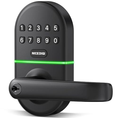 Keypad Door Lock with Handle: Keyless Entry Smart Lock for Front Door, NICE DIGI Electronic Digital Door Lock, Easy Installation