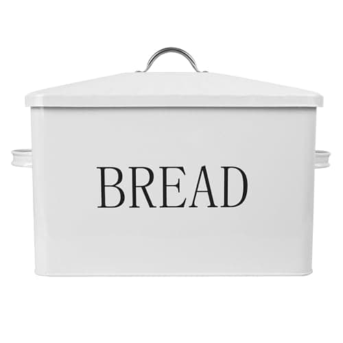 DreamsEden Large Bread Box, Metal Loaf Storage Container for Kitchen Countertop (White)