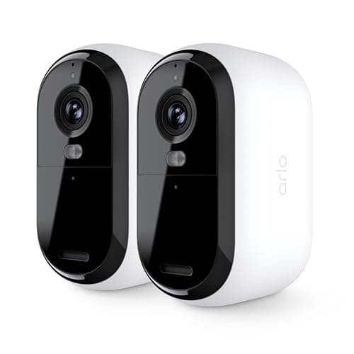 Arlo Essential Security Camera 1080p HD, Outdoor - Indoor, 2nd Gen, Wireless Rechargeable Camera, 2-Way Audio, Color Night Vision, Live Stream, Real Time Notifications, Wide Angle - White, 2 Cameras