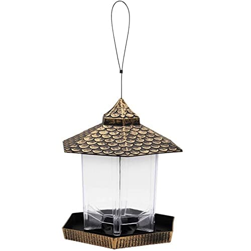Twinkle Star Wild Bird Feeder Hanging for Garden Yard Outside Decoration, Hexagon Shaped with Roof 5