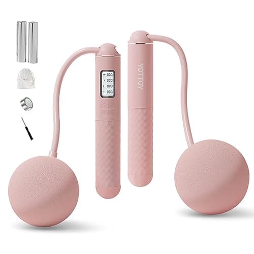 Jump Rope-Cordless & Corded Adjustable Jump Rope for Fitness with Large Ball for Home Gym & Travel for Men and Women (norope-pink)