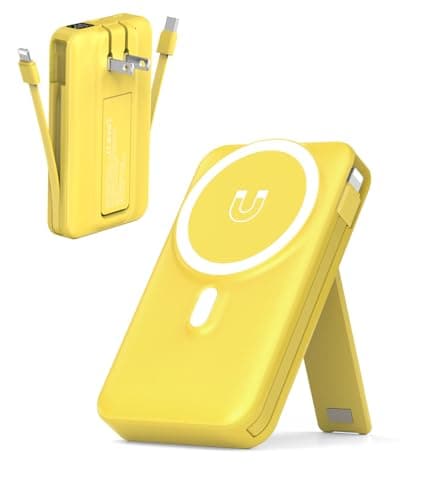 for Magsafe Portable Charger 10000mAh Wireless Magnetic Power Bank, 22.5W PD 3.0+QC 4.0 Fast Charging Battery Pack, Built-in Cables &AC Wall Plug &LED Display &Stand for iPhone 17/16/15/14/13 Series