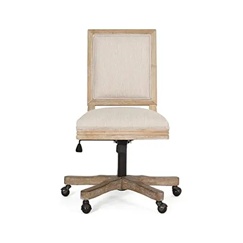Sandine Upholstered Swivel Office Chair - Beige/Natural